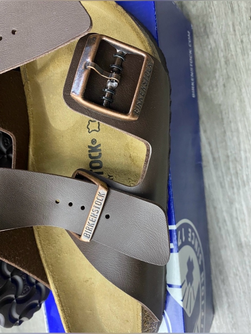 Birkenstock 🔥 Arizona Birko-Flor Brown Leather Sandals Slides Men’s Sz 43 10 NEW - Picture 4 of 12